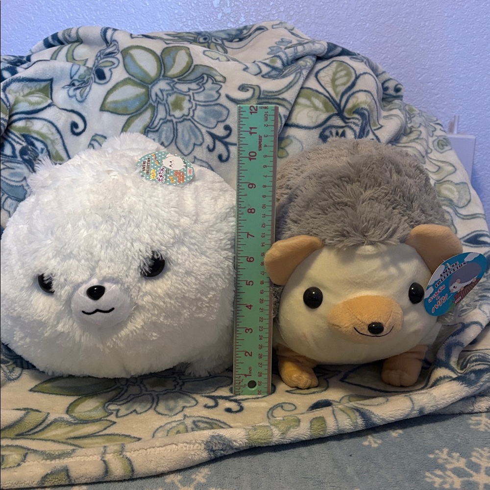 Plushie pair! Pomeranian and Hedgehog stuffed cuties from Amuse Collection